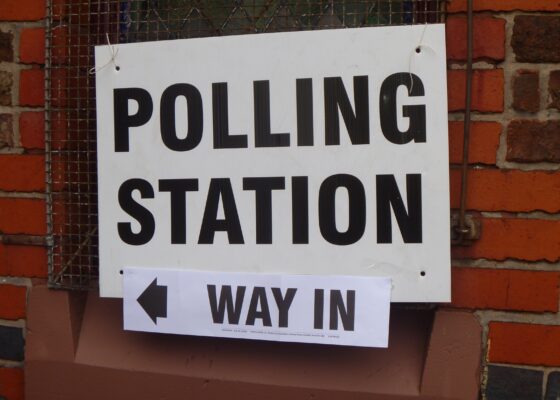 Polling station entrance sign