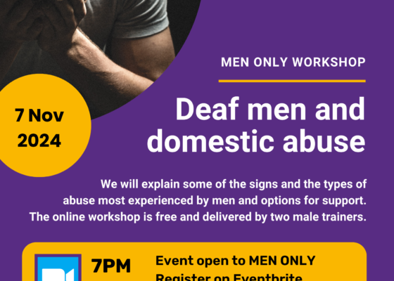 Deaf men and domestic abuse workshop poster