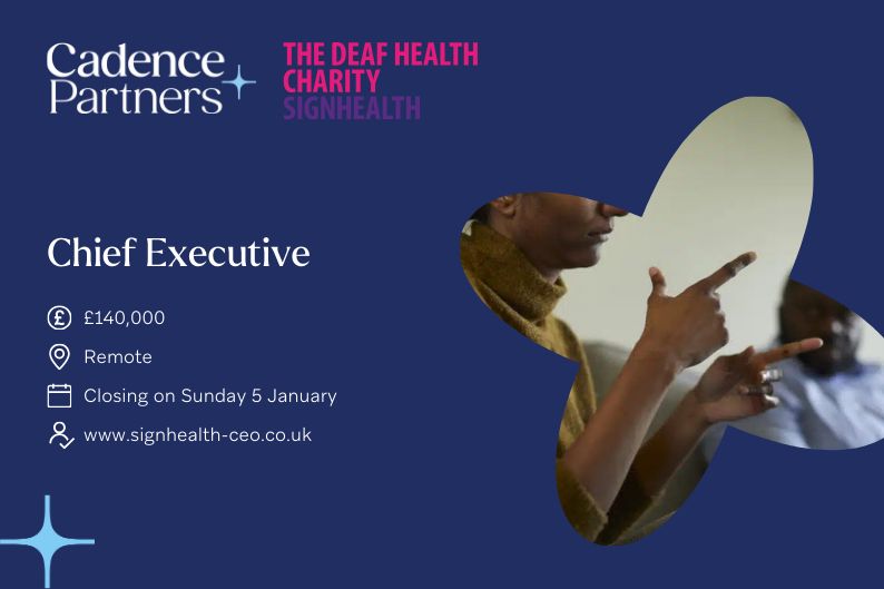 Chief Executive, £140k, Remote, Deadline 5 January, signhealth-ceo.co.uk