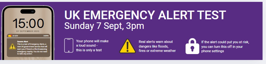 UK Emergency Alert Test banner from SignHealth
