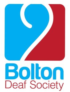 blue and red logo Bolton deaf society